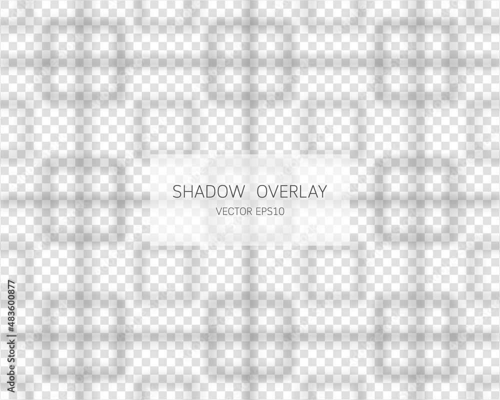 Poster shadow overlay effect. natural shadows from window isolated on transparent background. vector illust