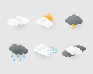 Cloud icons. Cloud icon in paper cut style. Vector illustration.
