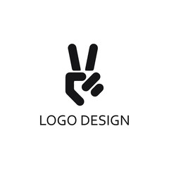 Fototapeta na wymiar peace hand logo design template