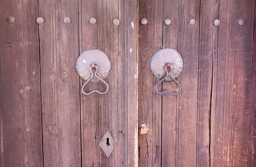 Vintage wortn out door during summer in Cyprus