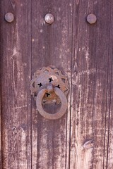Vintage wortn out door during summer in Cyprus