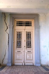 Vintage wortn out door during summer in Cyprus
