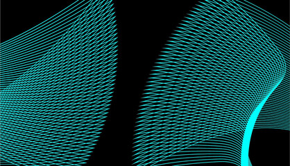 Blue and black Psychedelic Linear Wavy Backgrounds Vector
