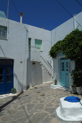 Fototapeta na wymiar Beautiful Plaka, picturesque main village of Milos island, Cyclades, Greece