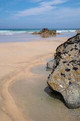 Cornish tidal pool on Tolcarne Beach in Newquay on the Cornish coast