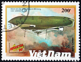 Postage stamp Vietnam 1990 Lebaudy Patrie, French airship