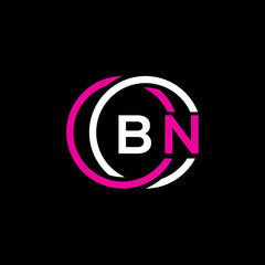 BN logo monogram isolated on circle element design template, BN letter logo design on black background. BN creative initials letter logo concept. BN letter design. 