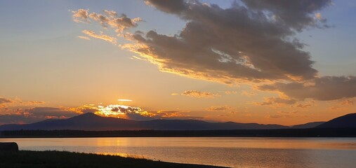 sunset over the lake