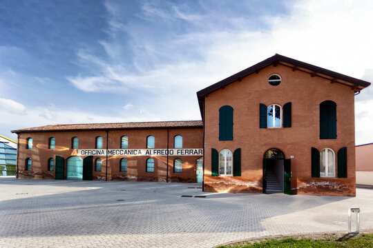 Modena, Italy, 25 May 2014, MEF Ferrari house museum Enzo Ferrari house and mechanical workshop, exterior.