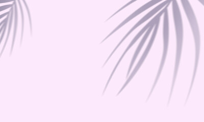 Fototapeta na wymiar pink wall tropical leaves shadow background