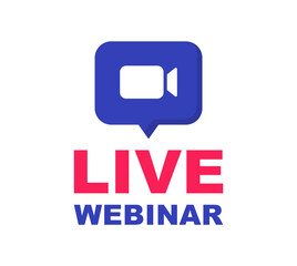 Fototapeta premium Live Webinar Button. Live stream logo. Video conference icon. Live broadcast button. Online meeting icon. Social media webinar. Vector illustration.
