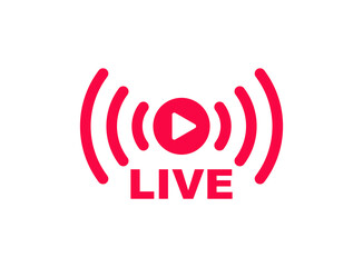 Live streaming icon. Live broadcasting button. Online stream icon. Live stream logo. Social media. Vector illustration.