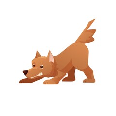 Dog angry or growling, grin. Cartoon vector illustration. Pet character portrait.