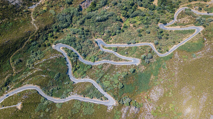 aerial view of winding road