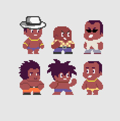 Set of pixel characters in art style