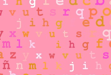 Light red, yellow vector texture with ABC characters.