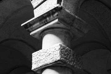Stone pillar details. Old classic architecture example