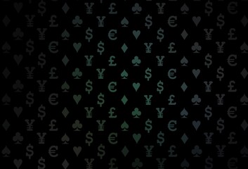 Dark blue vector template with poker symbols.