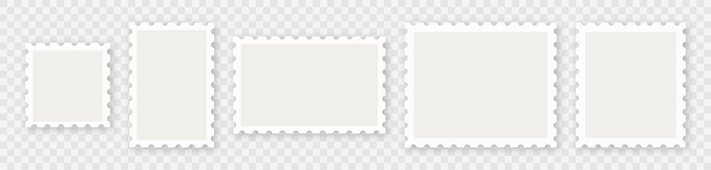 Postage stamps template. Blank frame of postal stamp for mail envelope. Vector illustration.	