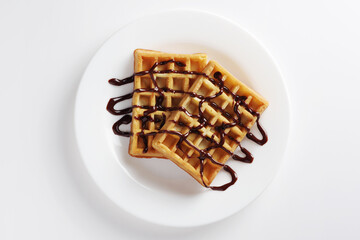 Waffle with chocolate sauce