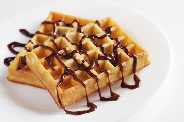 Waffle with chocolate sauce