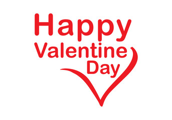 Happy Valentines Day text vector, Valentines Day template with typography text design, Red heart and line vector 