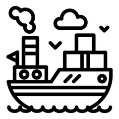 Sea Cargo Shipping Flat Icon Isolated On White Background