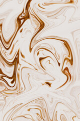 White and golden marble liquid texture. Modern contemporary luxury fluid art. Marbling texture background. Mixed flowing colors. For wallpapers, wall floor tiles.