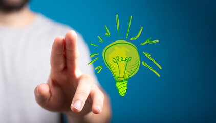 Green energy innovation light bulb with future industry of power generation