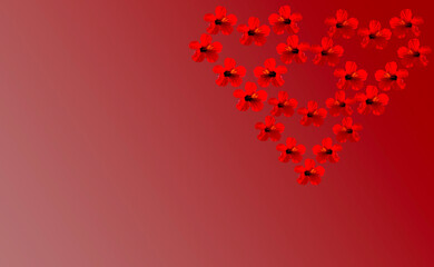 Fototapeta na wymiar St Valentine’s Day greeting card, copy space, banner, red heart 