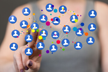 Business people silhouettes network team