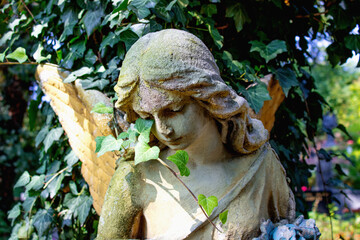 Woman angel with a look of mercy. Good and evil	
