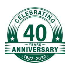 40 years anniversary celebration design template. 40th logo vector illustrations.
