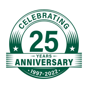 25 years anniversary celebration design template. 25th logo vector illustrations.
