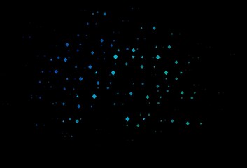 Dark blue, green vector template with crystals, circles, squares.