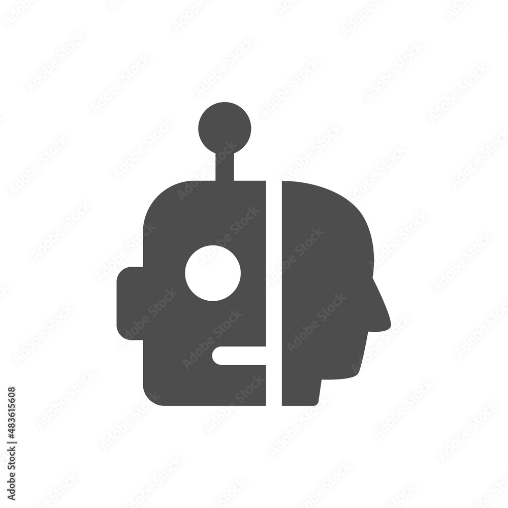 Poster artificial intelligence silhouette vector icons isolated on white. cyber technologies icon set for w