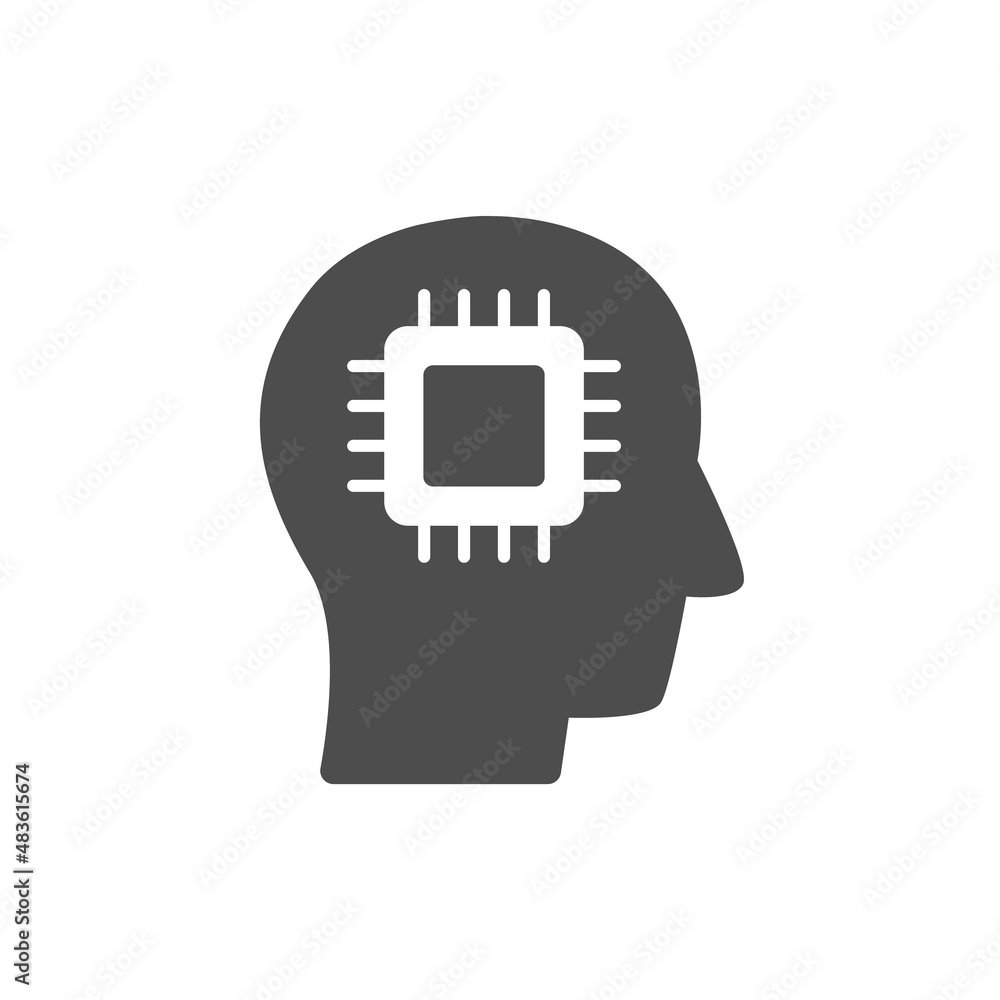 Poster artificial intelligence silhouette vector icons isolated on white. cyber technologies icon set for w