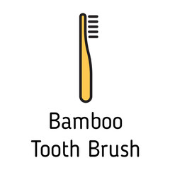 bamboo tooth brush sign color filled vector icon isolated on white background. bamboo tooth brush zero waste eco concept. recycle line icon for web, mobile and ui design.