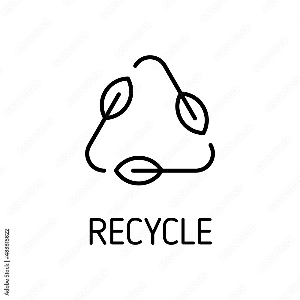 Poster recycle sign outline vector icon isolated on white background. recycle sign flat icon for web, mobil