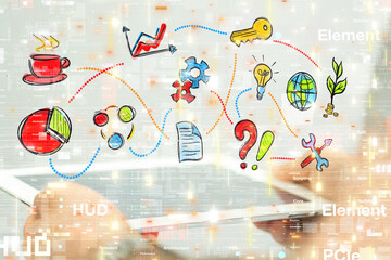 Global network. Blockchain. 3D illustration. Neural networks and artificial intelligence. Abstract