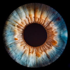 close up of a blue brown eye
