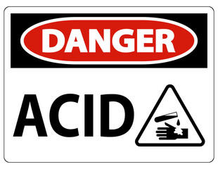 Label Acid Danger Sign On White Background