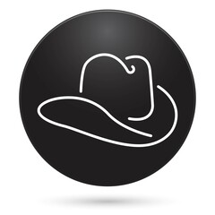 Hat icon, black circle button, vector illustration.