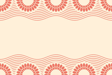 Seamless horizontal border pattern with circles, round shapes, wavy lines. African fashion vector pattern. Pastel colors. Textile, fashion pattern. Space for text. Vector color background.