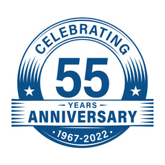 55 years anniversary celebration design template. 55th logo vector illustrations.
