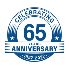 Fototapeta premium 65 years anniversary celebration design template. 65th logo vector illustrations. 