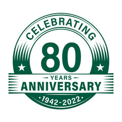 80 years anniversary celebration design template. 80th logo vector illustrations.
