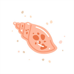 Pink spotted sea shell. Vector flat illustration