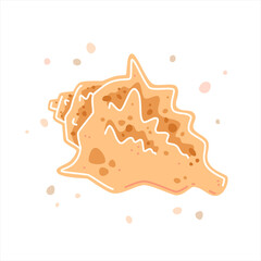 Yellow spotted seashell. Vector flat illustration