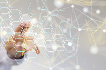medical on hospital background, medical technology network concept